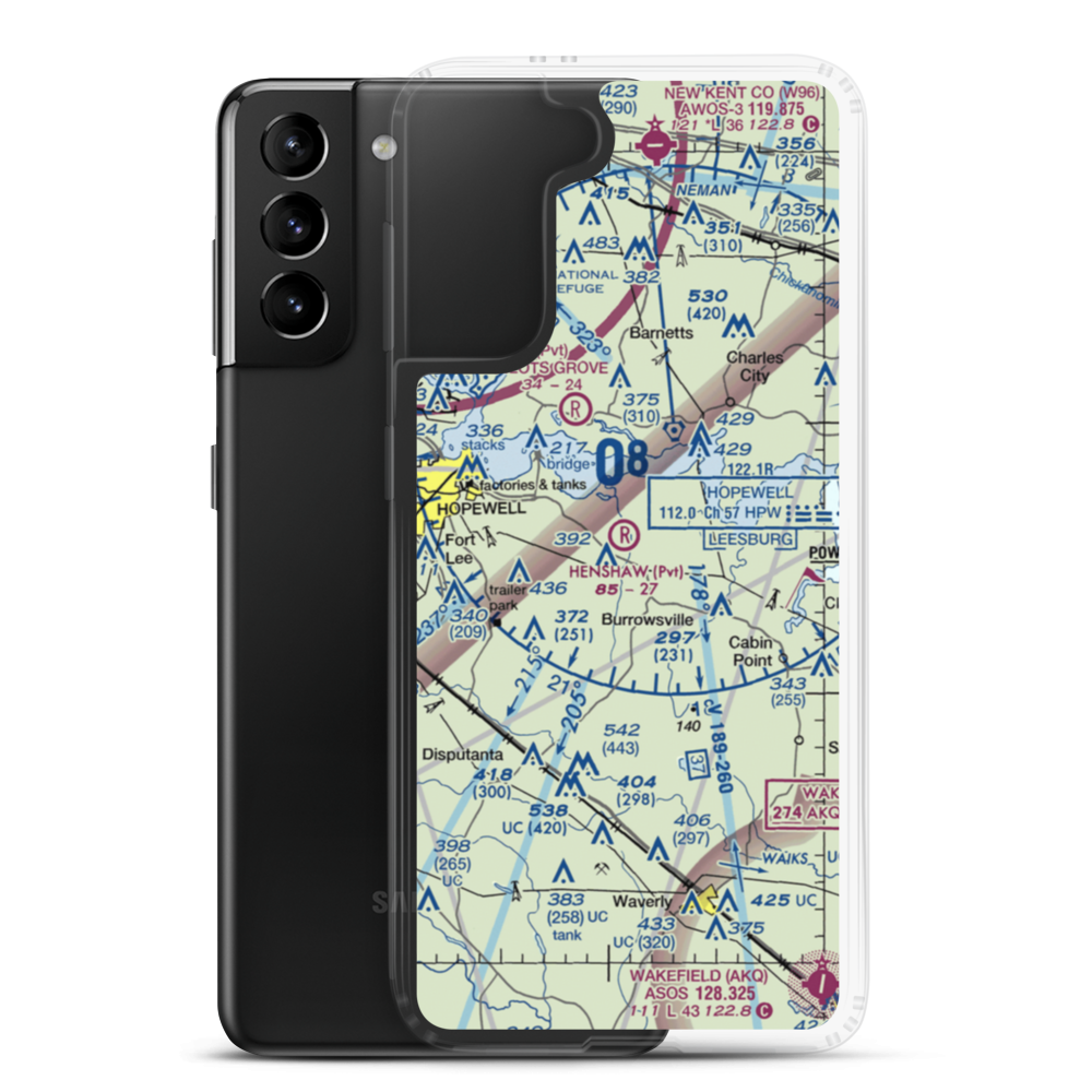 Henshaw Airport (VG42) VFR Sectional Samsung Case Samsung Galaxy S21 Plus model shown