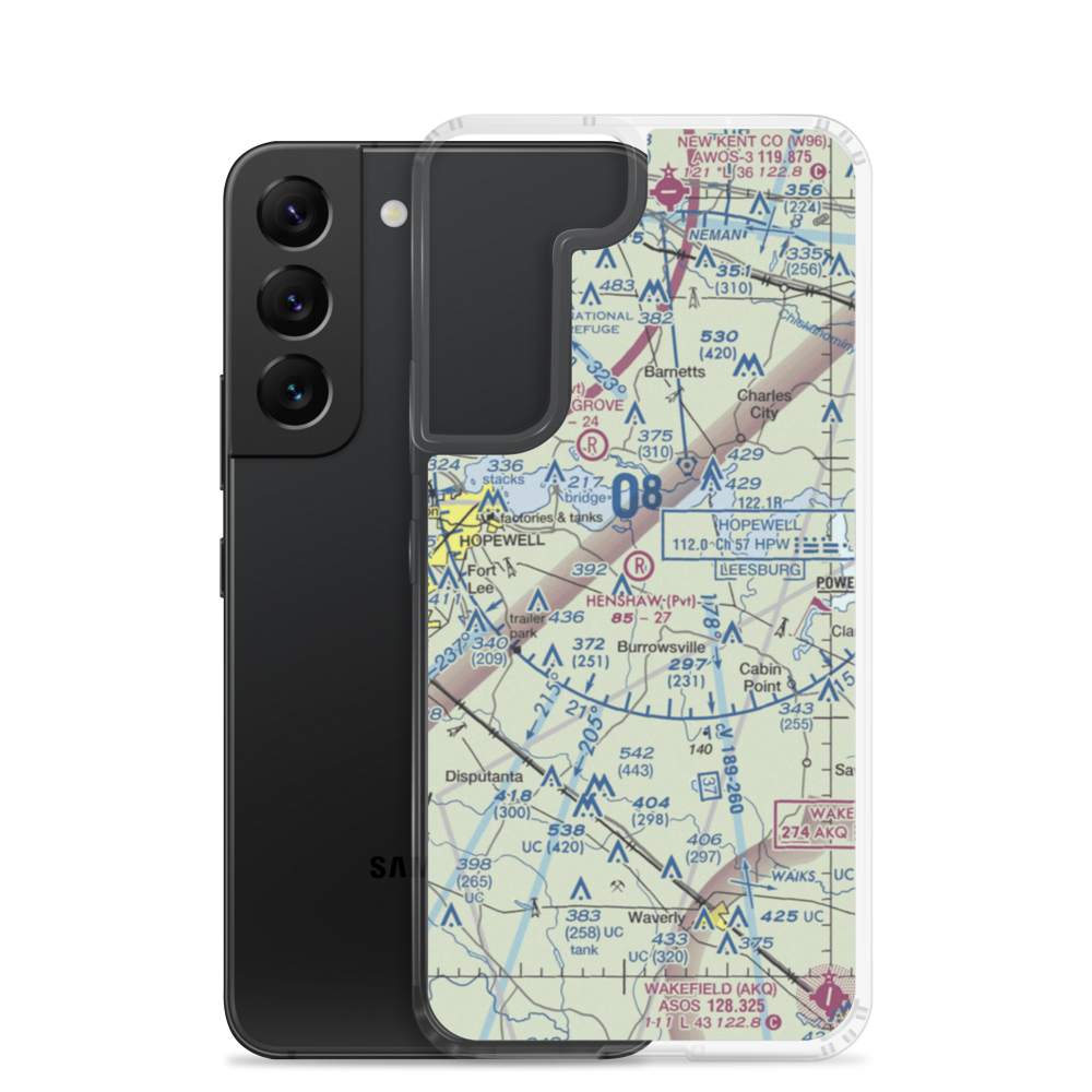 Henshaw Airport (VG42) VFR Sectional Samsung Case Samsung Galaxy S22 model shown