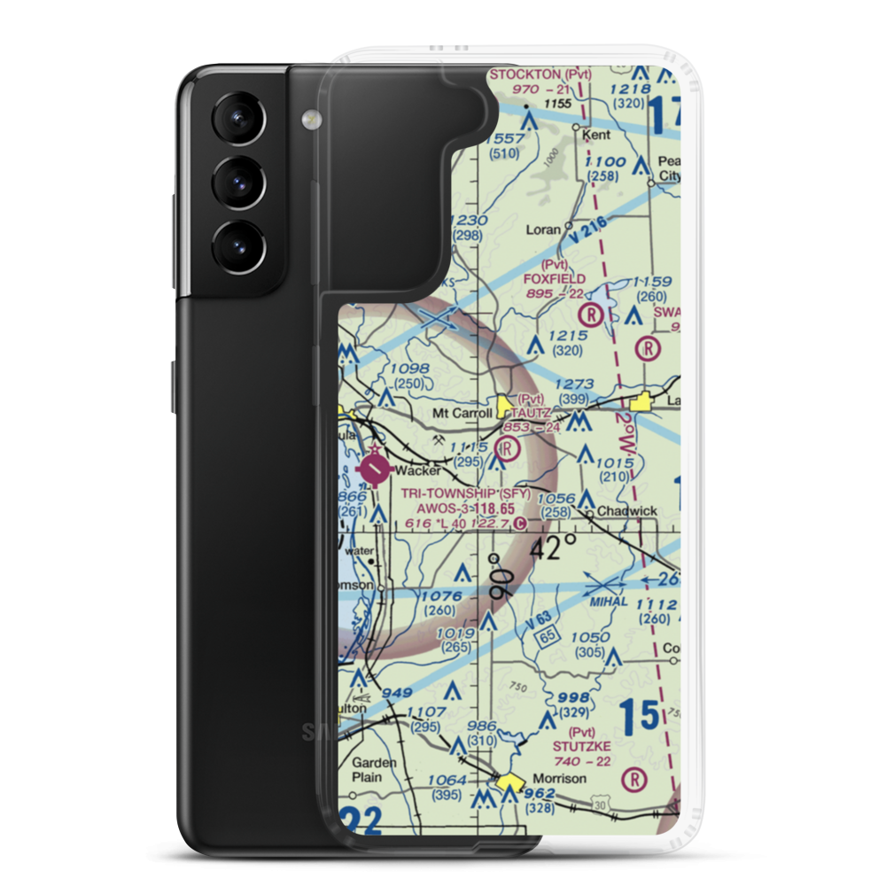 Herb Tautz Airport (LL07) VFR Sectional Samsung Case Samsung Galaxy S21 Plus model shown