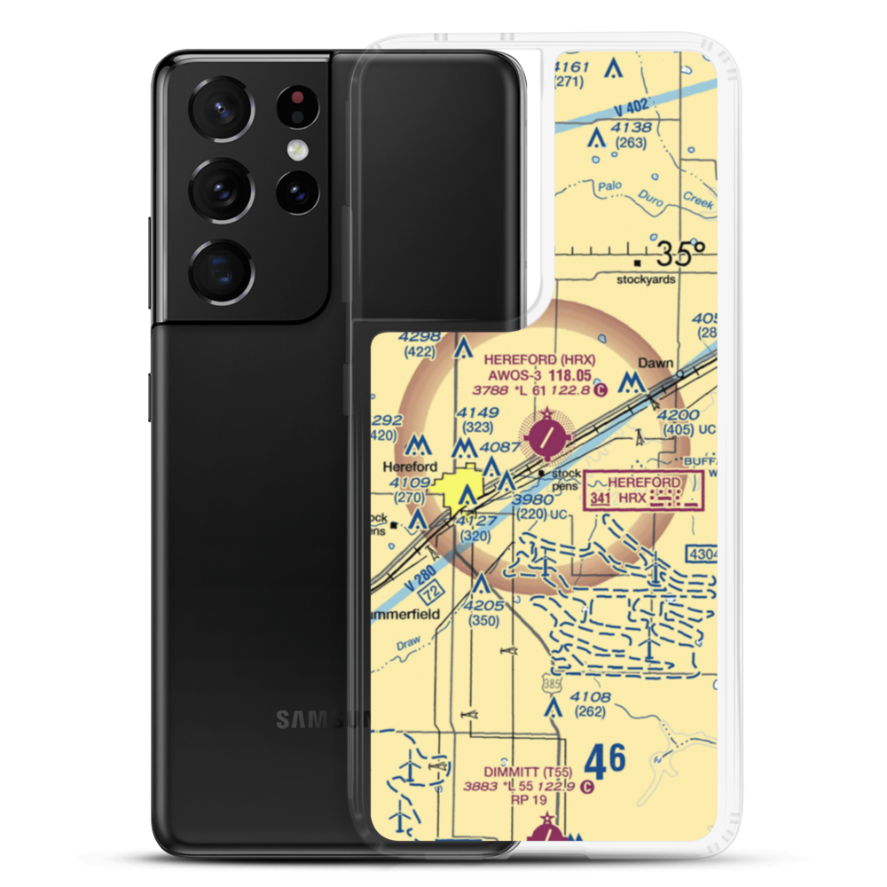 Hereford Municipal Airport (HRX) VFR Sectional Samsung Case Samsung Galaxy S21 Ultra model shown