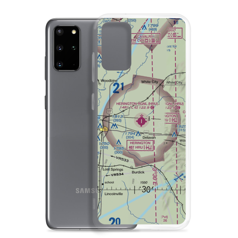 Herington Regional Airport (HRU) VFR Sectional Samsung Case Samsung Galaxy S20 Plus model shown