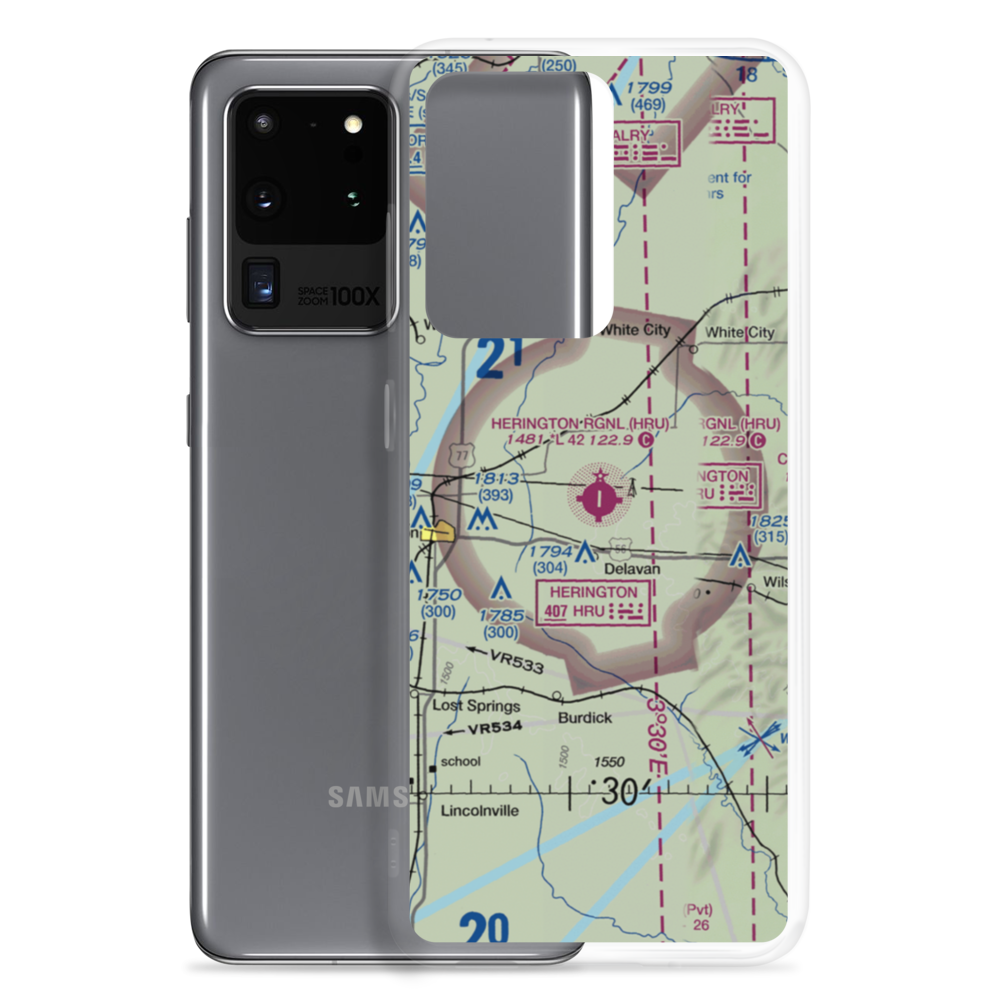 Herington Regional Airport (HRU) VFR Sectional Samsung Case Samsung Galaxy S20 Ultra model shown