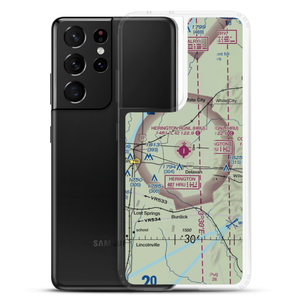 Herington Regional Airport (HRU) VFR Sectional Samsung Case Samsung Galaxy S21 Ultra model shown