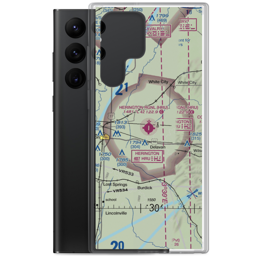 Herington Regional Airport (HRU) VFR Sectional Samsung Case Samsung Galaxy S22 Ultra model shown
