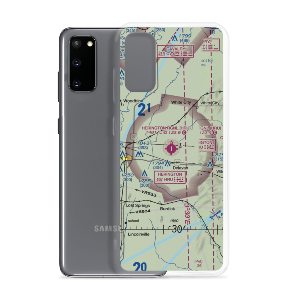 Herington Regional Airport (HRU) VFR Sectional Samsung Case Samsung Galaxy S20 model shown
