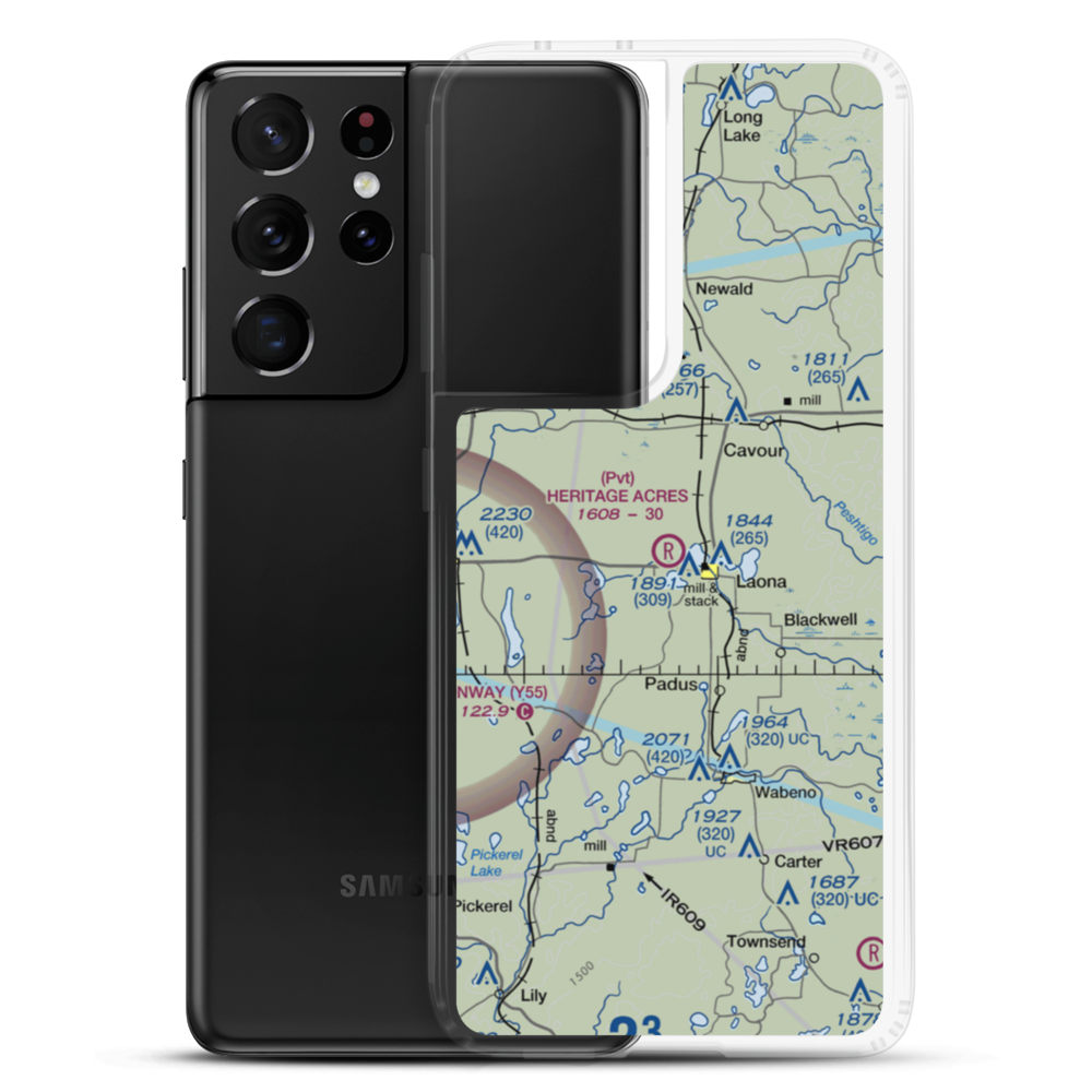 Heritage Acres Airport (90WI) VFR Sectional Samsung Case Samsung Galaxy S21 Ultra model shown