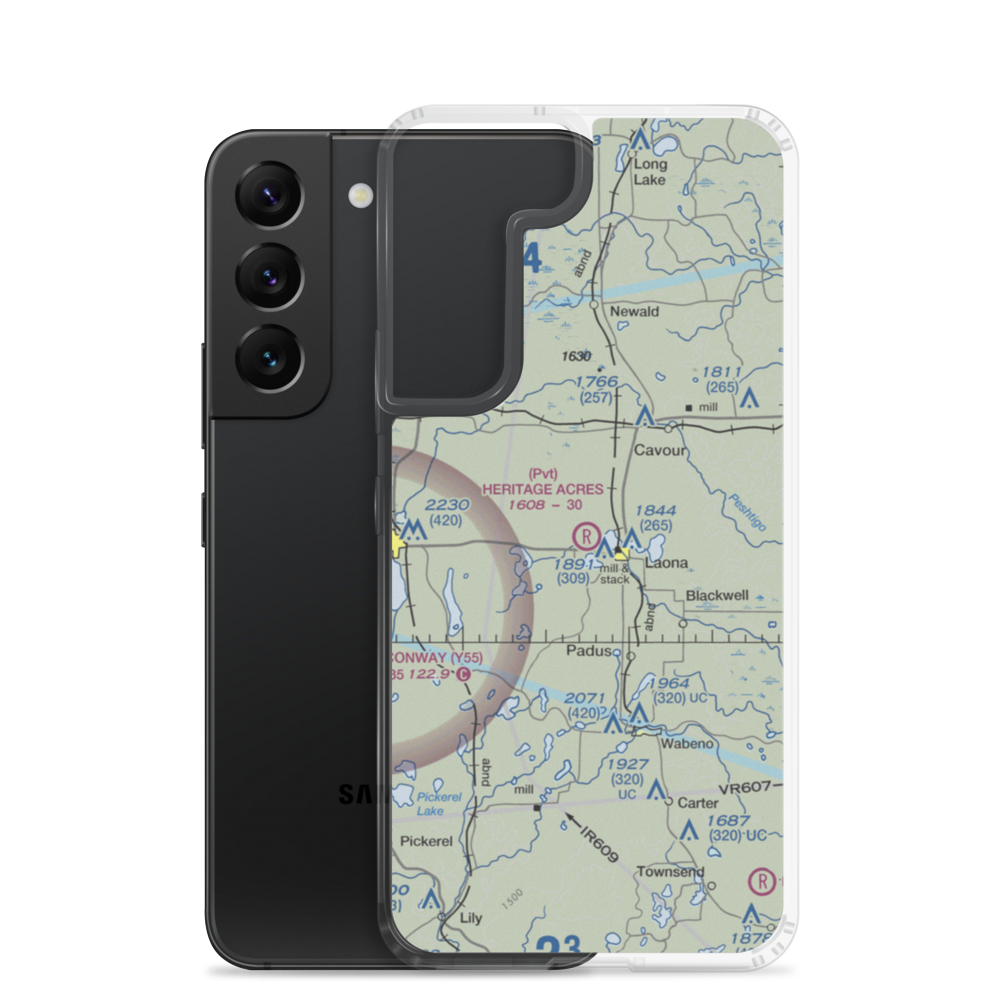 Heritage Acres Airport (90WI) VFR Sectional Samsung Case Samsung Galaxy S22 model shown