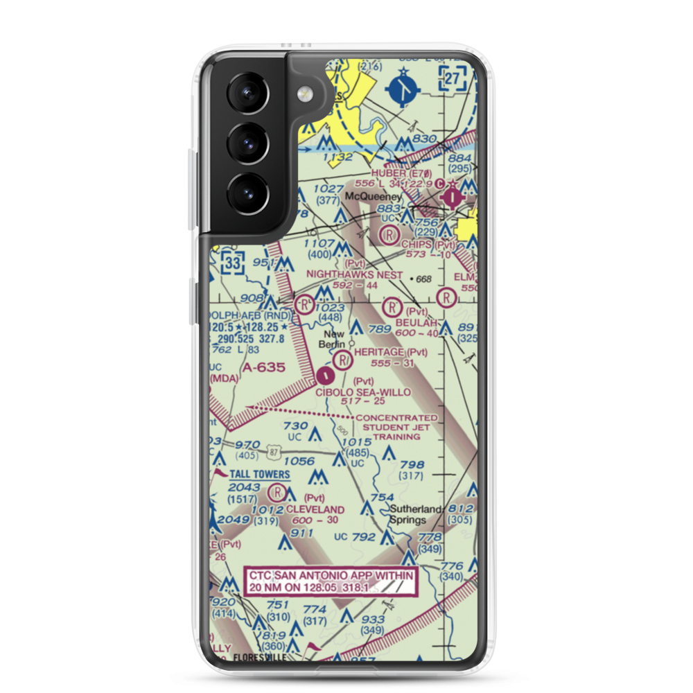 Heritage Airfield (TE86) VFR Sectional Samsung Case Samsung Galaxy S21 Plus model shown