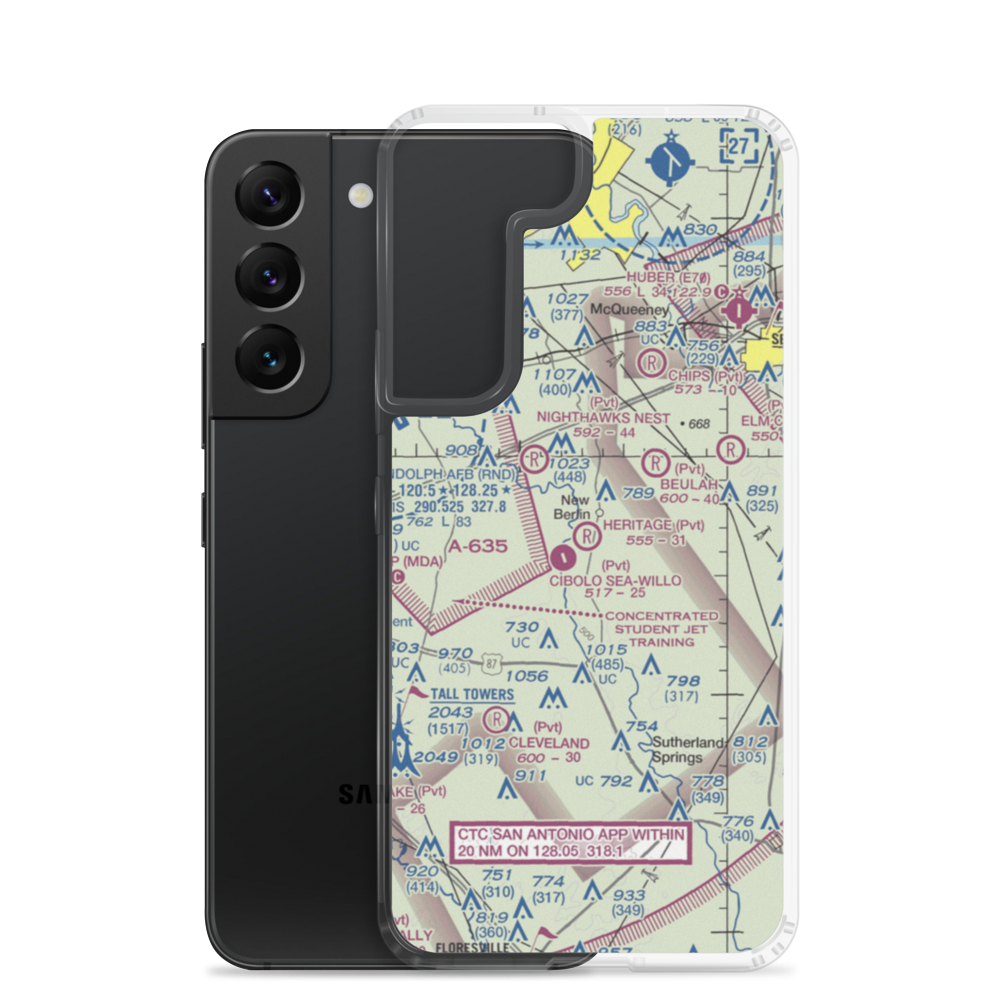 Heritage Airfield (TE86) VFR Sectional Samsung Case Samsung Galaxy S22 model shown