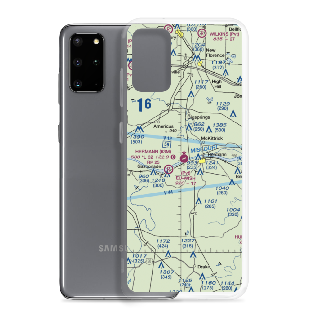 Hermann Municipal Airport (63M) VFR Sectional Samsung Case Samsung Galaxy S20 Plus model shown