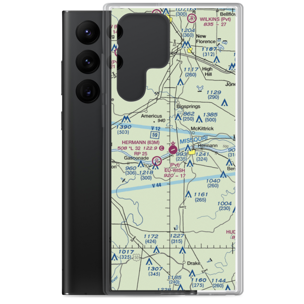 Hermann Municipal Airport (63M) VFR Sectional Samsung Case Samsung Galaxy S22 Ultra model shown