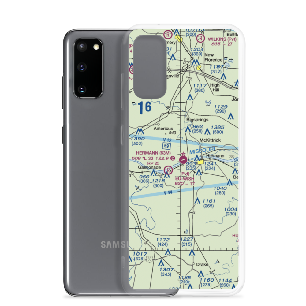 Hermann Municipal Airport (63M) VFR Sectional Samsung Case Samsung Galaxy S20 model shown