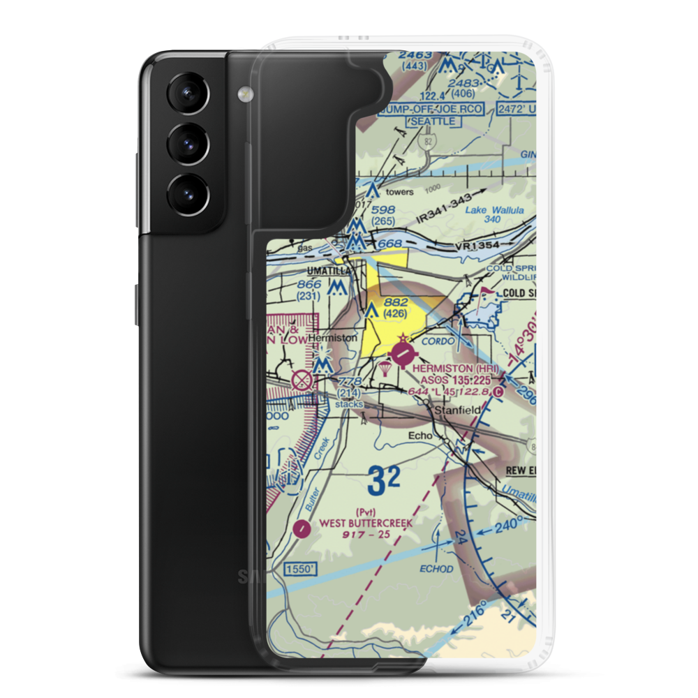 Hermiston Municipal Airport (HRI) VFR Sectional Samsung Case Samsung Galaxy S21 Plus model shown