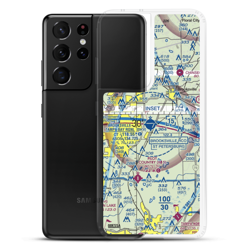 Hernando County Airport (BKV) VFR Sectional Samsung Case Samsung Galaxy S21 Ultra model shown