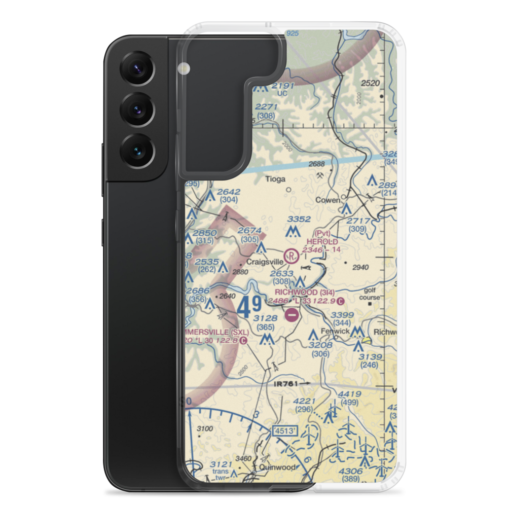 Herold Airport (WV63) VFR Sectional Samsung Case Samsung Galaxy S22 Plus model shown