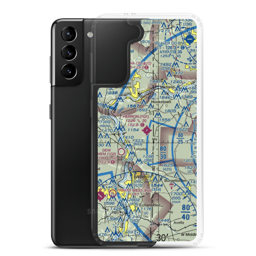 Herron Airport (7G1) VFR Sectional Samsung Case Samsung Galaxy S21 Plus model shown
