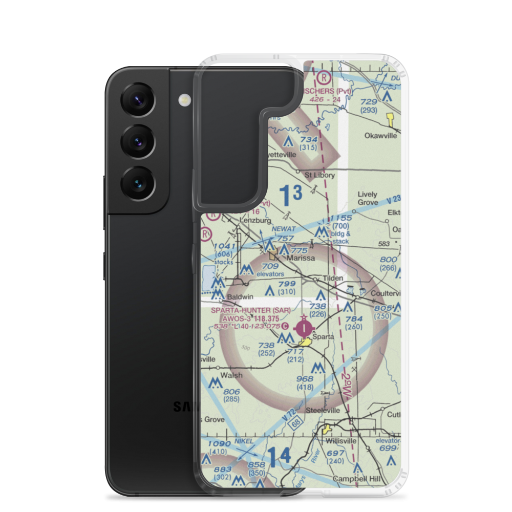 Herschel Hunter Airport (3LL1) VFR Sectional Samsung Case Samsung Galaxy S22 model shown