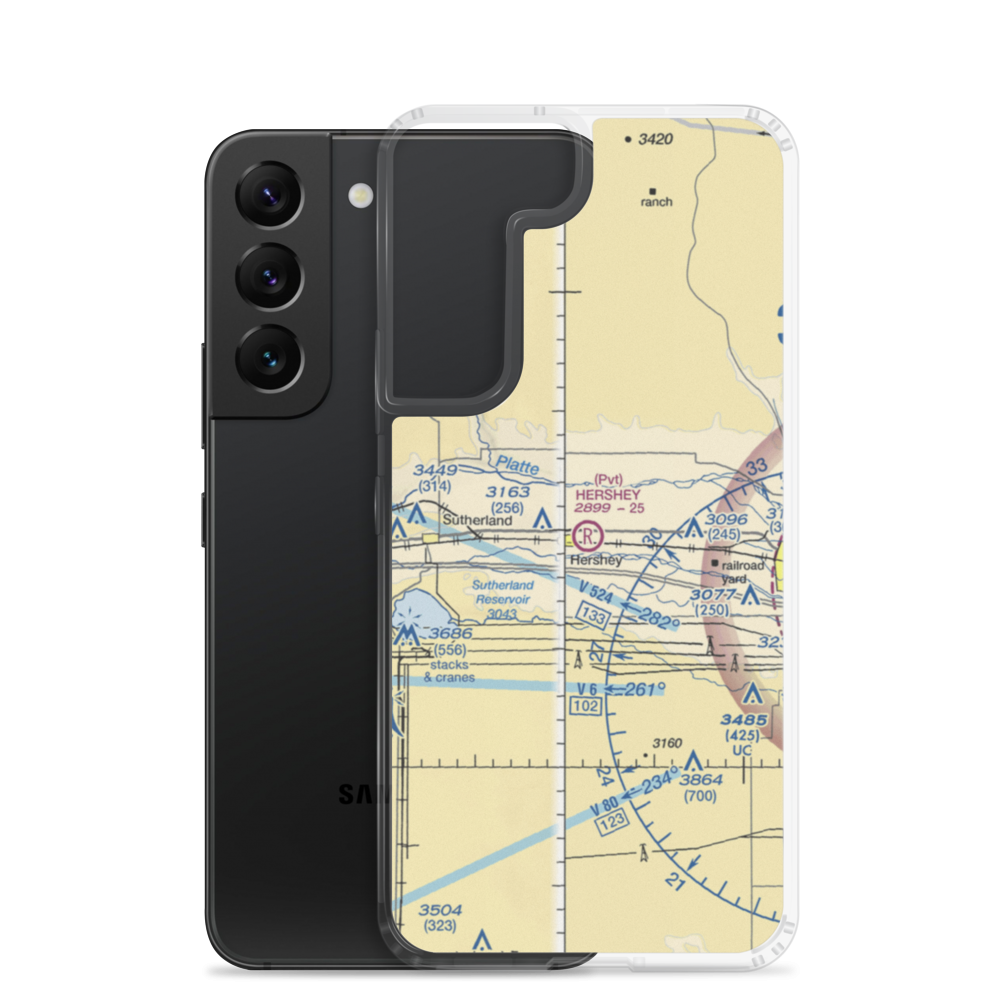 Hershey Flying Service Field Airport (NE64) VFR Sectional Samsung Case Samsung Galaxy S22 model shown