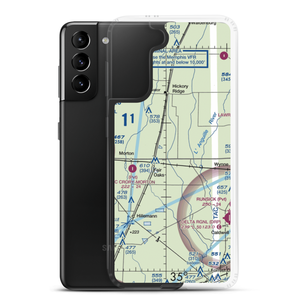 Hess Strip (AR50) VFR Sectional Samsung Case Samsung Galaxy S21 Plus model shown