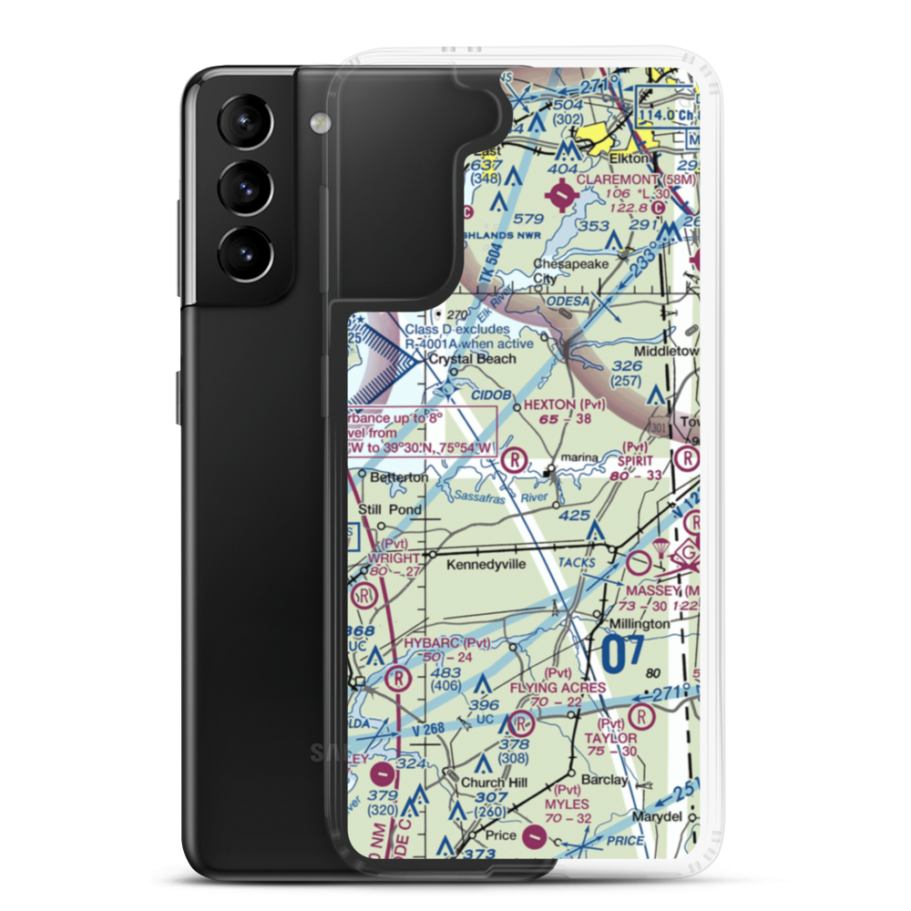Hexton Farms Airport (MD93) VFR Sectional Samsung Case Samsung Galaxy S21 Plus model shown