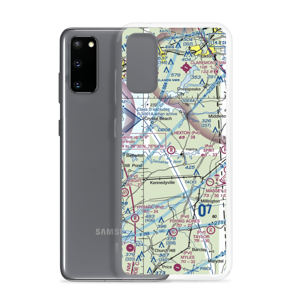 Hexton Farms Airport (MD93) VFR Sectional Samsung Case Samsung Galaxy S20 model shown