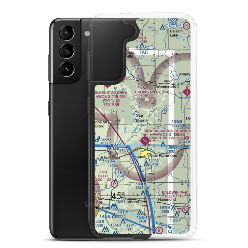 Hexum Flight Park Ultralightport (WS30) VFR Sectional Samsung Case Samsung Galaxy S21 Plus model shown