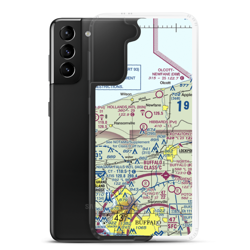 Hibbard's Airport (99NY) VFR Sectional Samsung Case Samsung Galaxy S21 Plus model shown