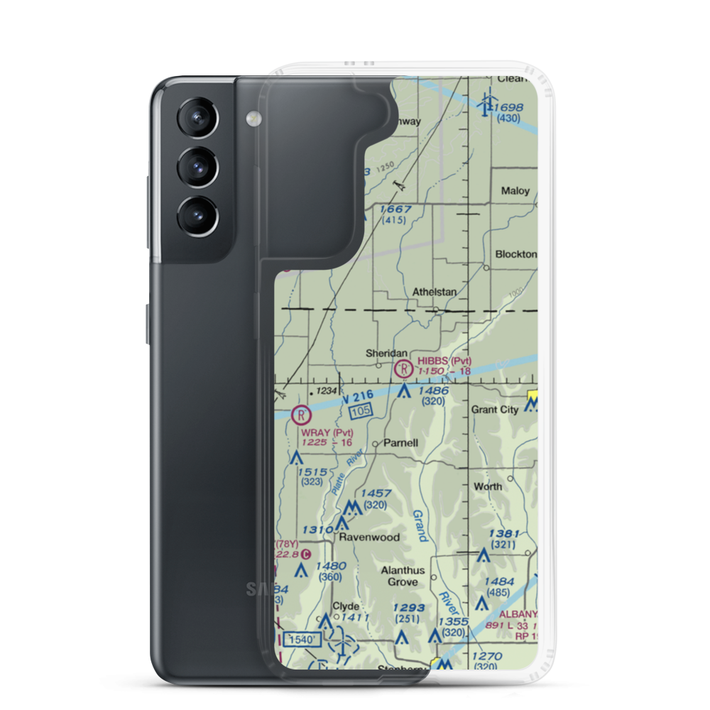 Hibbs Farm Airport (MO62) VFR Sectional Samsung Case Samsung Galaxy S21 model shown