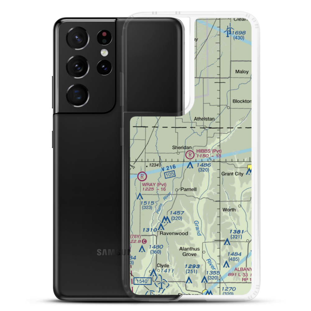 Hibbs Farm Airport (MO62) VFR Sectional Samsung Case Samsung Galaxy S21 Ultra model shown