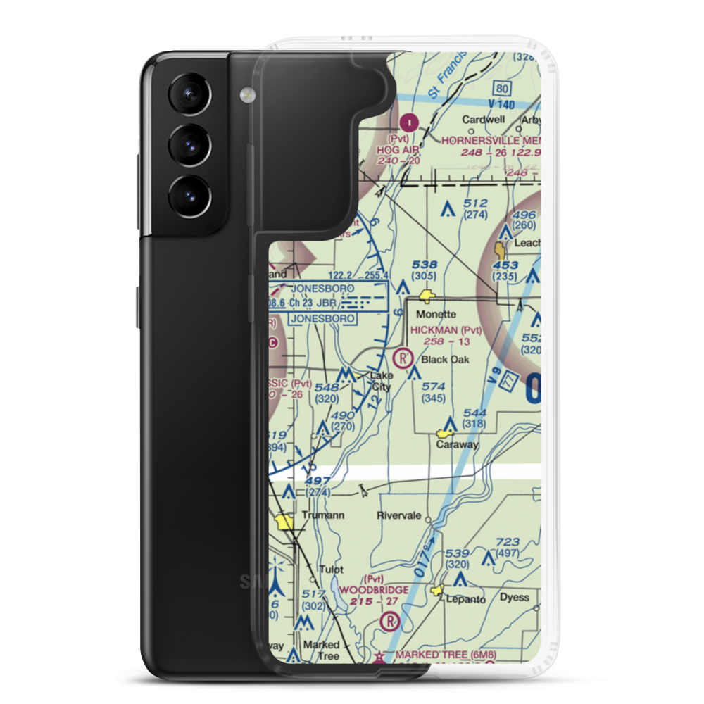 Hickman Airport (2AR8) VFR Sectional Samsung Case Samsung Galaxy S21 Plus model shown