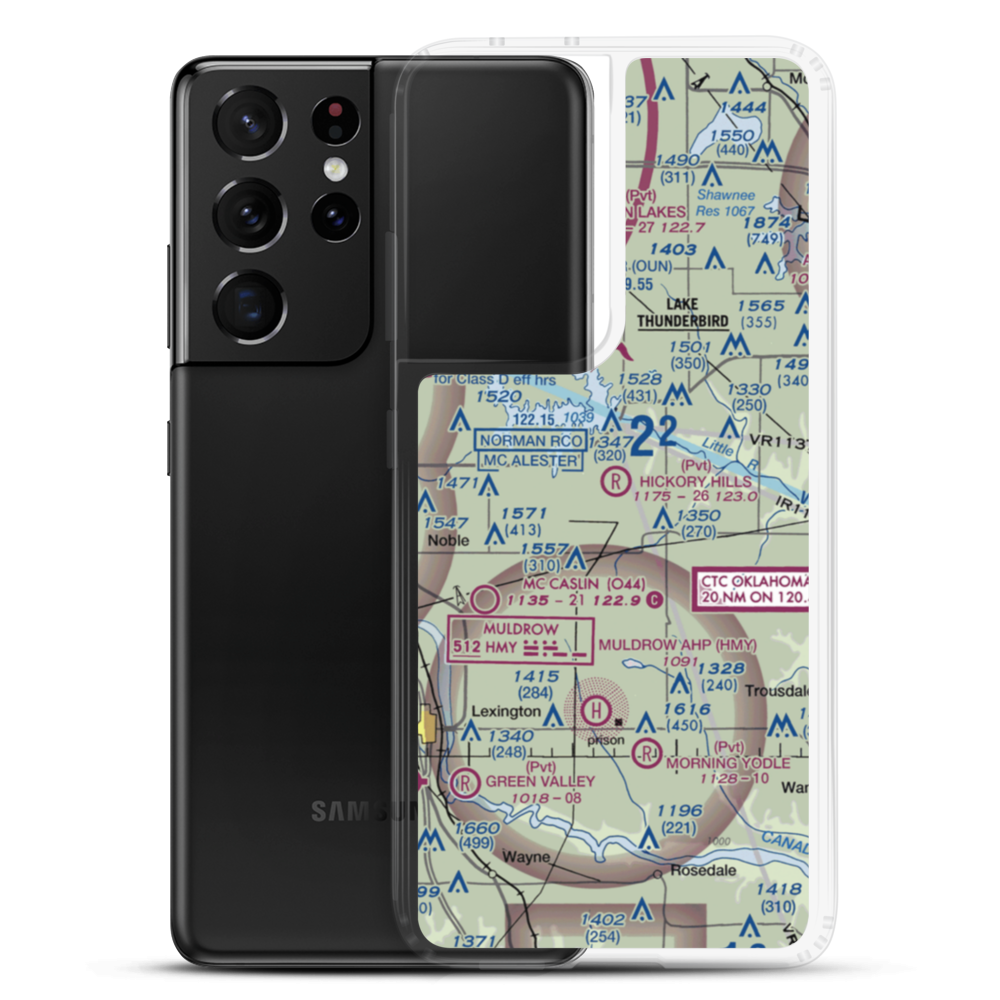 Hickory Hills Airport (10OK) VFR Sectional Samsung Case Samsung Galaxy S21 Ultra model shown