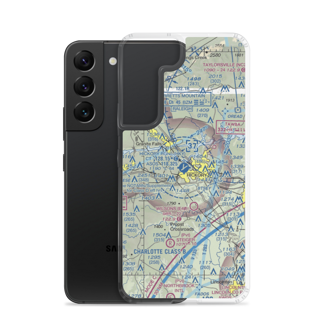 Hickory Regional Airport (HKY) VFR Sectional Samsung Case Samsung Galaxy S22 model shown