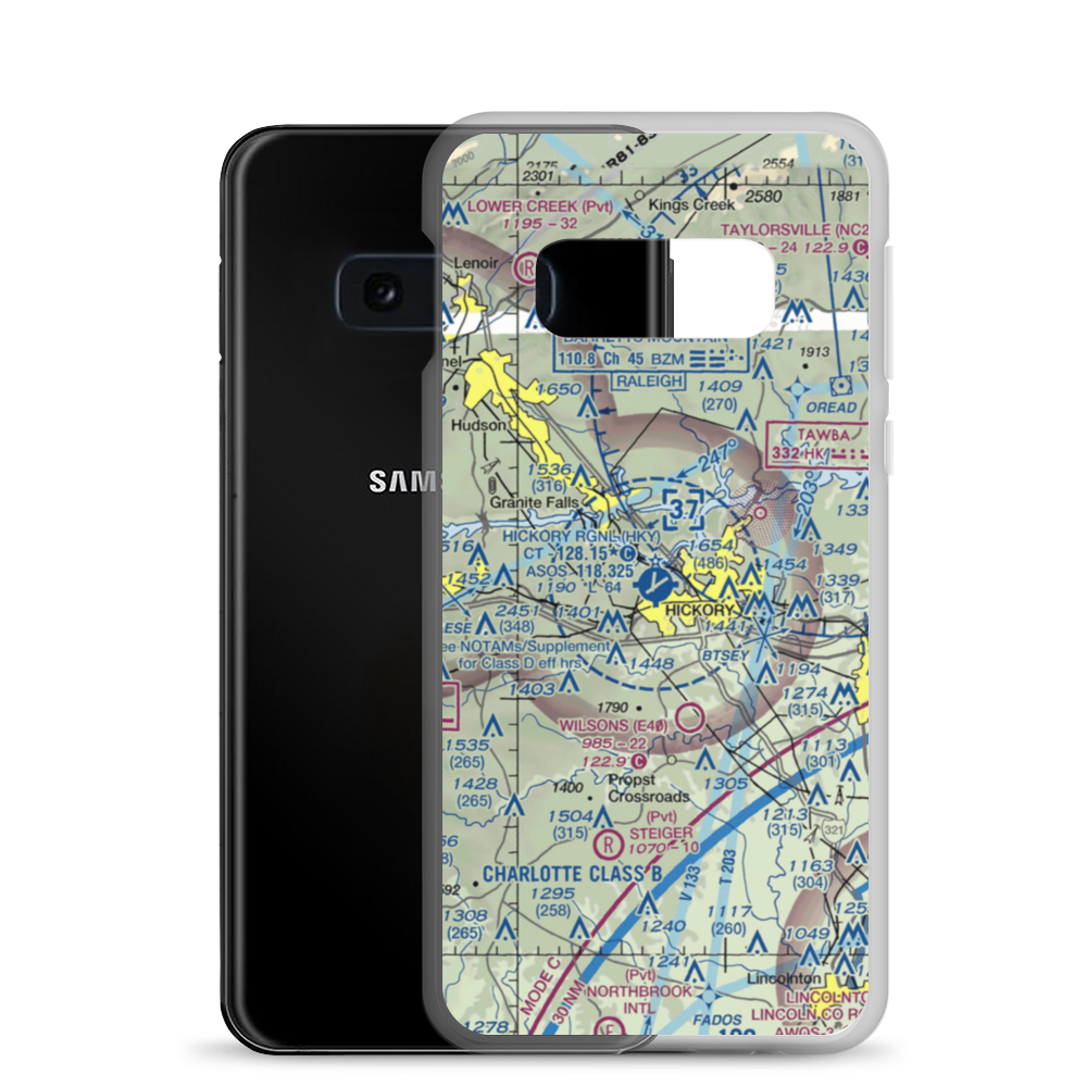 Hickory Regional Airport (HKY) VFR Sectional Samsung Case Samsung Galaxy S10e model shown