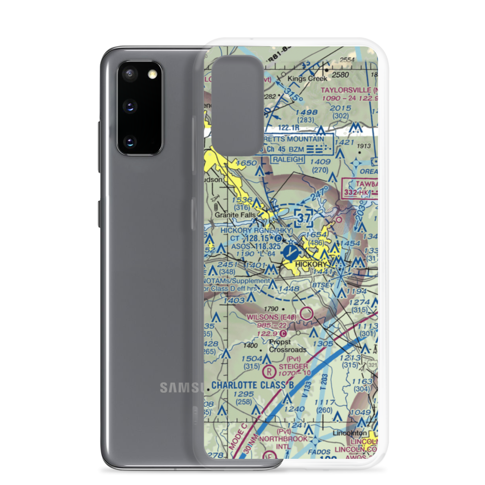Hickory Regional Airport (HKY) VFR Sectional Samsung Case Samsung Galaxy S20 model shown