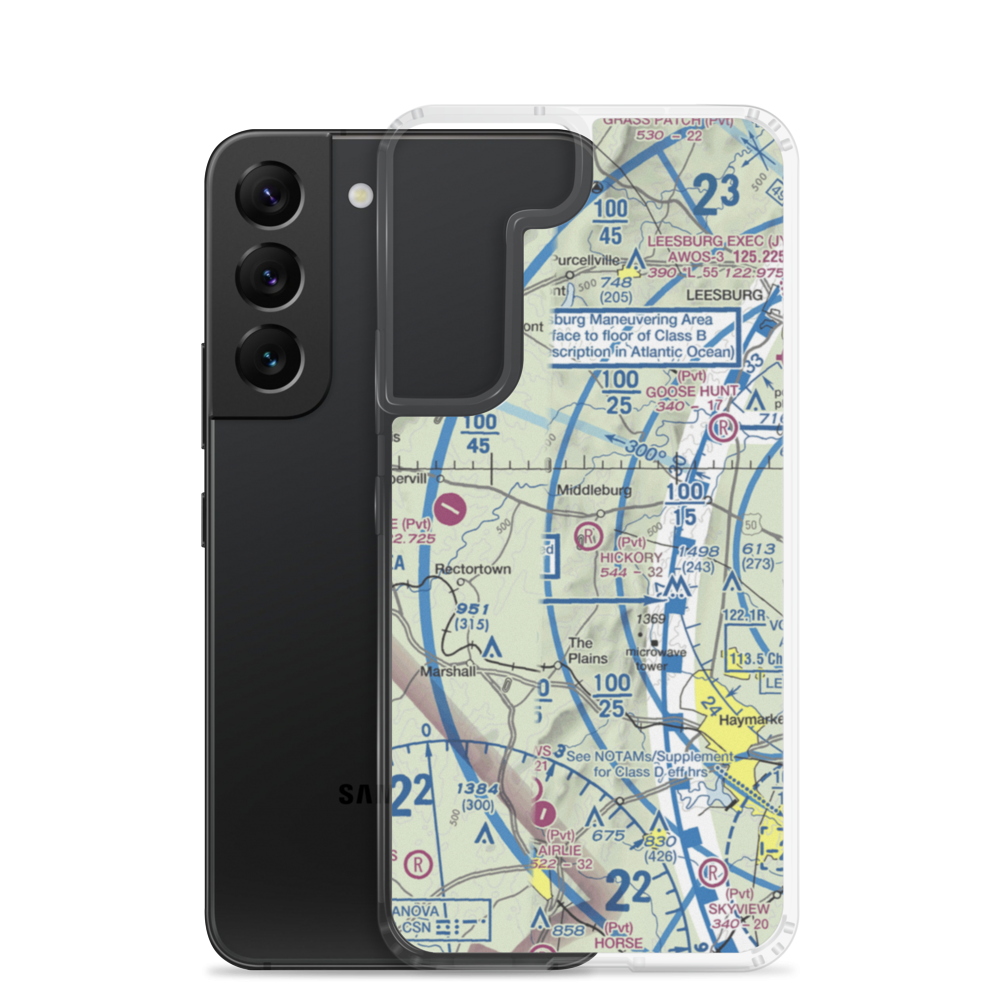 Hickory Tree Farm Airport (VA79) VFR Sectional Samsung Case Samsung Galaxy S22 model shown