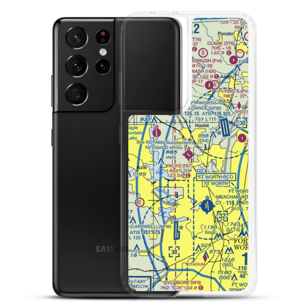 Hicks Air Field (T67) VFR Sectional Samsung Case Samsung Galaxy S21 Ultra model shown