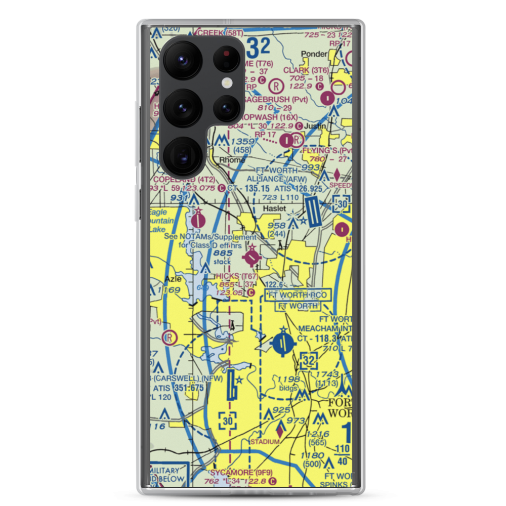 Hicks Air Field (T67) VFR Sectional Samsung Case Samsung Galaxy S22 Ultra model shown
