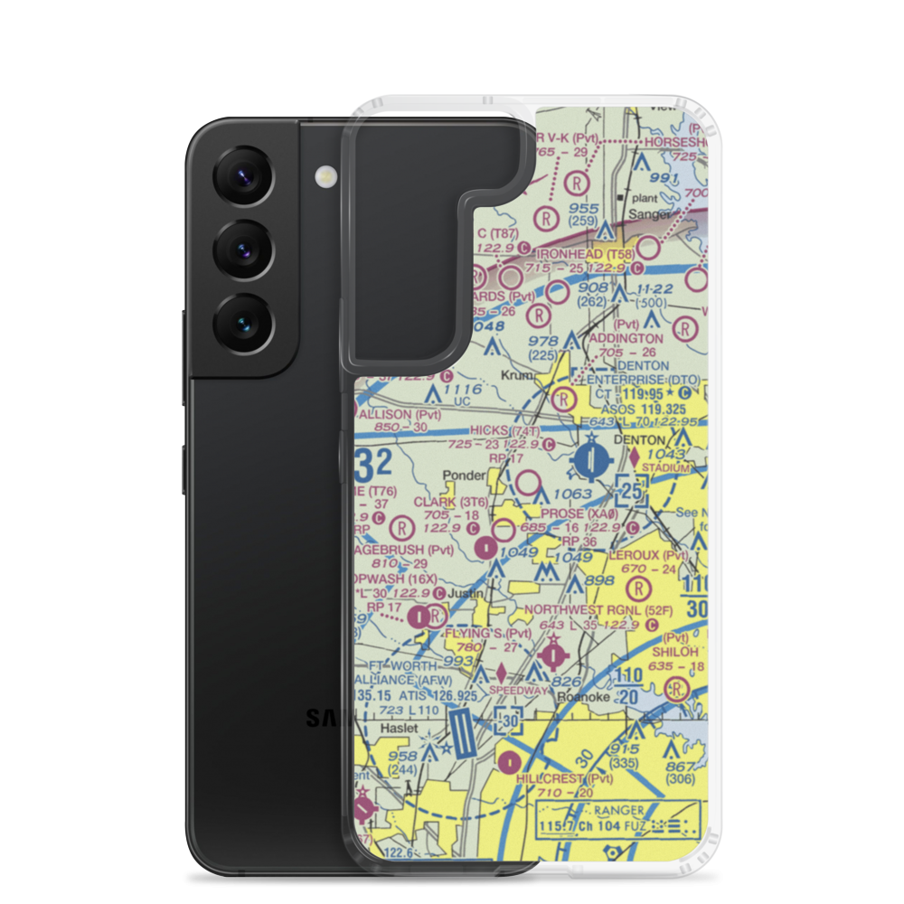 Hicks Airport (74T) VFR Sectional Samsung Case Samsung Galaxy S22 model shown