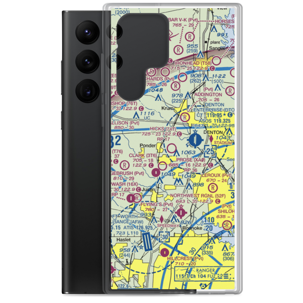 Hicks Airport (74T) VFR Sectional Samsung Case Samsung Galaxy S22 Ultra model shown