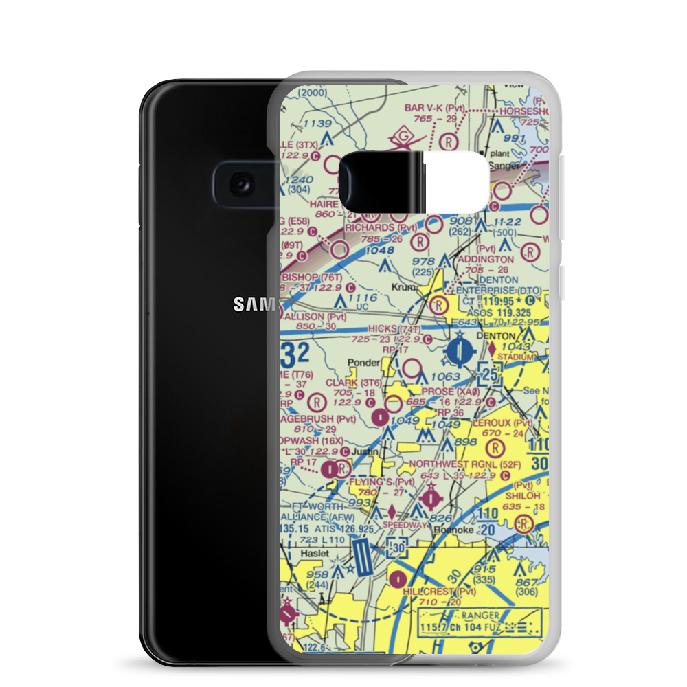 Hicks Airport (74T) VFR Sectional Samsung Case Samsung Galaxy S10e model shown