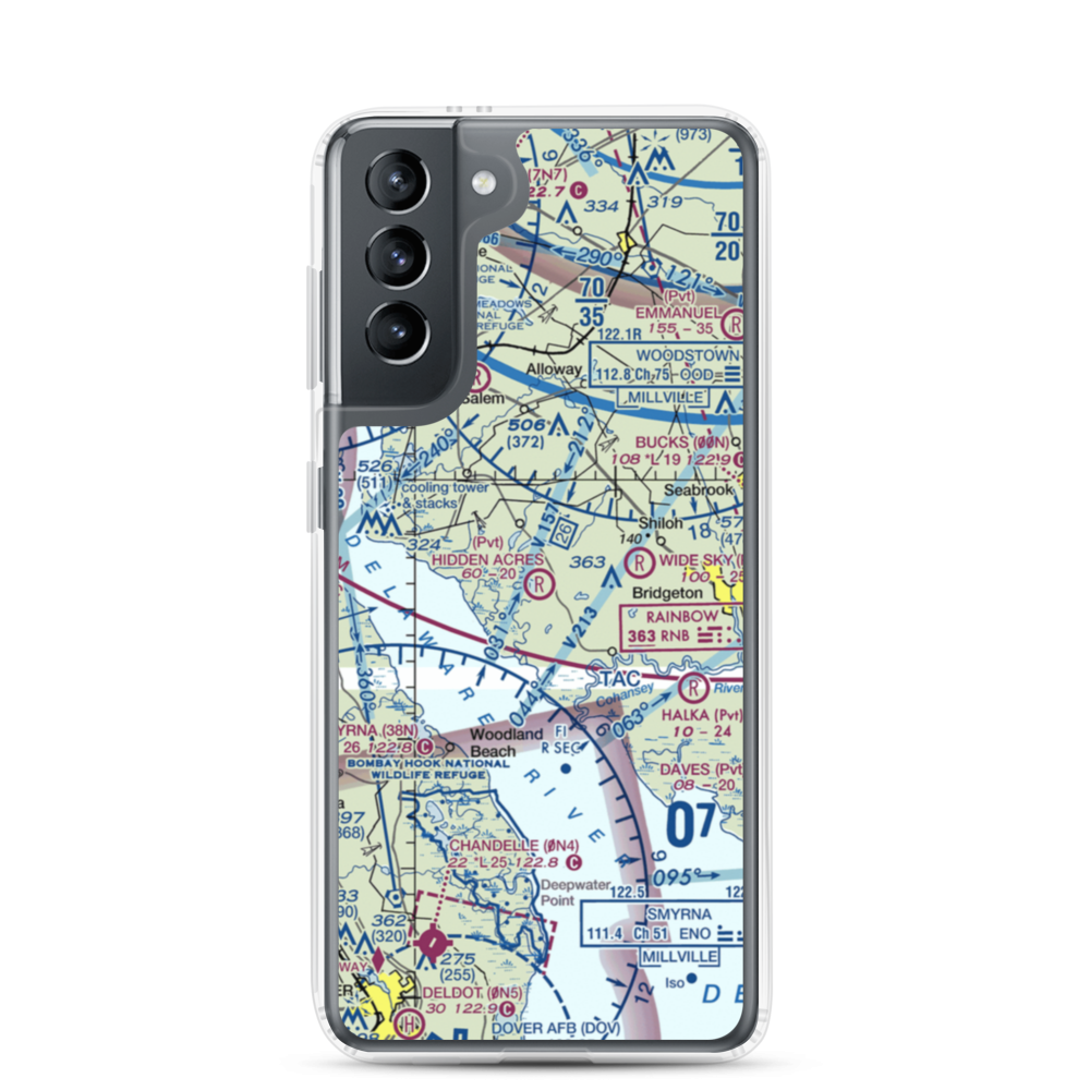 Hidden Acres Farm Airport (NJ84) VFR Sectional Samsung Case Samsung Galaxy S21 model shown