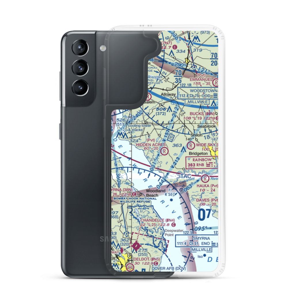 Hidden Acres Farm Airport (NJ84) VFR Sectional Samsung Case Samsung Galaxy S21 model shown
