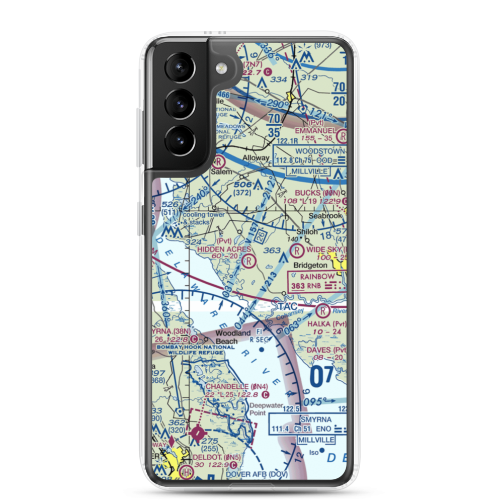 Hidden Acres Farm Airport (NJ84) VFR Sectional Samsung Case Samsung Galaxy S21 Plus model shown