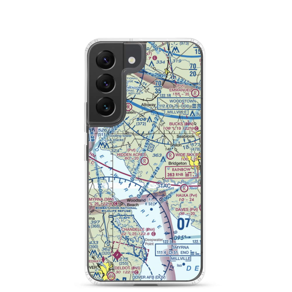 Hidden Acres Farm Airport (NJ84) VFR Sectional Samsung Case Samsung Galaxy S22 model shown
