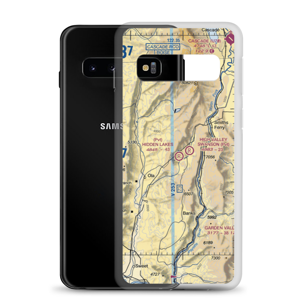 Hidden Lakes Airport (ID44) VFR Sectional Samsung Case Samsung Galaxy S10 model shown