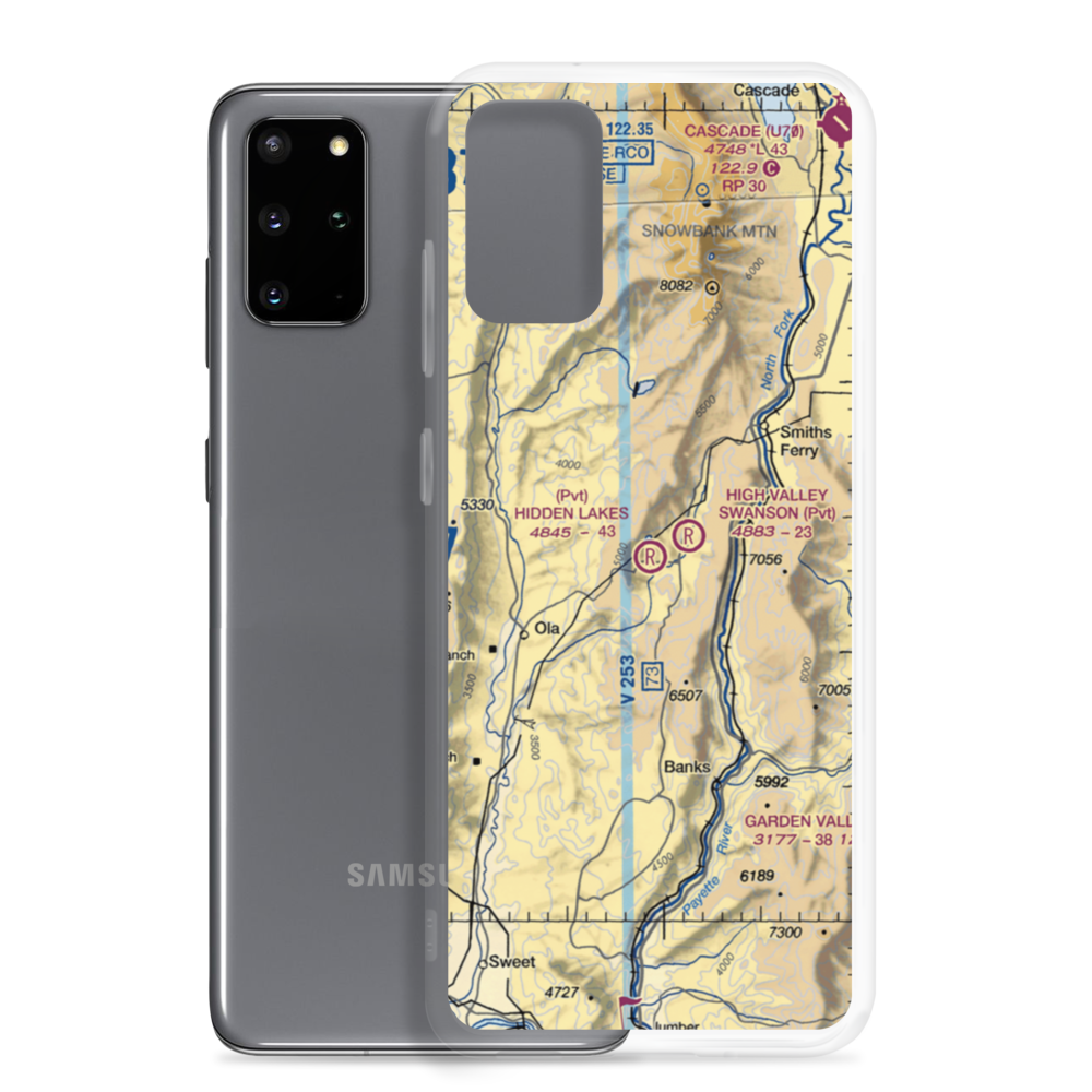 Hidden Lakes Airport (ID44) VFR Sectional Samsung Case Samsung Galaxy S20 Plus model shown