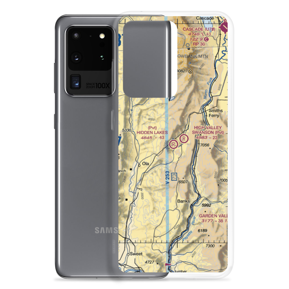 Hidden Lakes Airport (ID44) VFR Sectional Samsung Case Samsung Galaxy S20 Ultra model shown