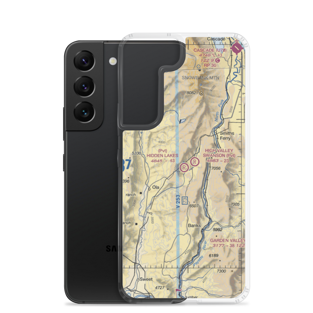 Hidden Lakes Airport (ID44) VFR Sectional Samsung Case Samsung Galaxy S22 model shown