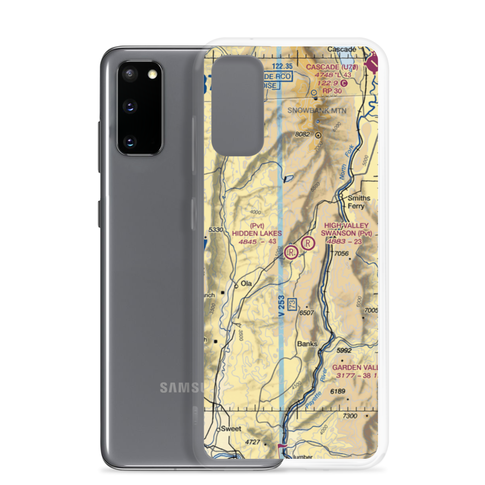Hidden Lakes Airport (ID44) VFR Sectional Samsung Case Samsung Galaxy S20 model shown