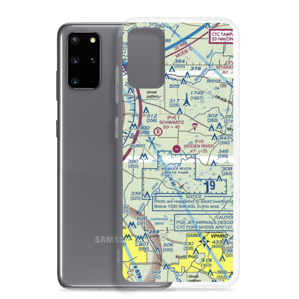 Hidden River Airport (22FA) VFR Sectional Samsung Case Samsung Galaxy S20 Plus model shown